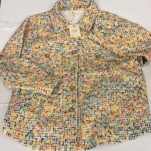 ANTHEWAY Women's Multicolor Tweed Button-Down Jacket